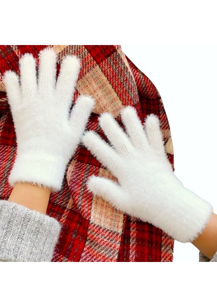 Kadın Kışlık Yumuşak Dokulu Peluş Rahat Kullanım Eldiven Winter Soft Gloves