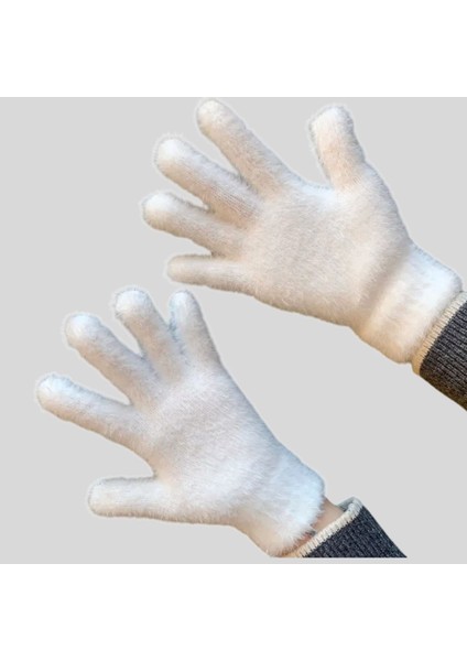 Kadın Kışlık Yumuşak Dokulu Peluş Rahat Kullanım Eldiven Winter Soft Gloves