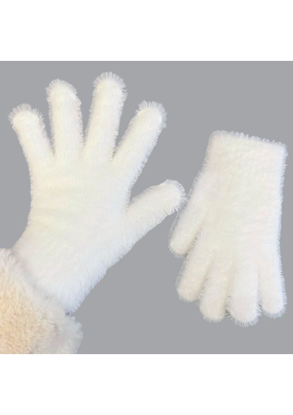 Kadın Kışlık Yumuşak Dokulu Peluş Rahat Kullanım Eldiven Winter Soft Gloves