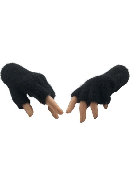 Kadın Kışlık Yumuşak Dokulu Parmaksız Kesik Yarım Parmak Peluş Rahat Kullanım Eldiven Glove