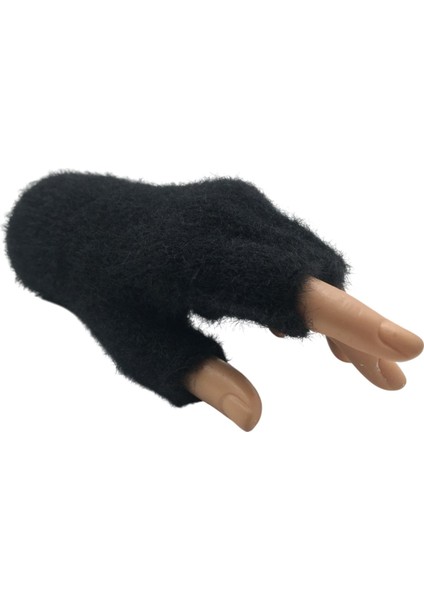 Kadın Kışlık Yumuşak Dokulu Parmaksız Kesik Yarım Parmak Peluş Rahat Kullanım Eldiven Glove