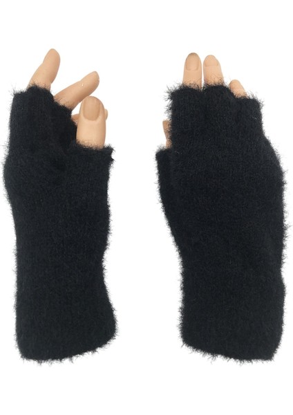 Kadın Kışlık Yumuşak Dokulu Parmaksız Kesik Yarım Parmak Peluş Rahat Kullanım Eldiven Glove