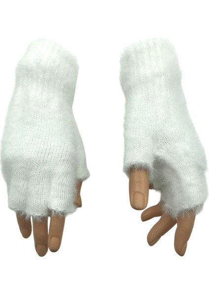 Kadın Kışlık Yumuşak Dokulu Parmaksız Kesik Yarım Parmak Peluş Rahat Kullanım Eldiven Glove