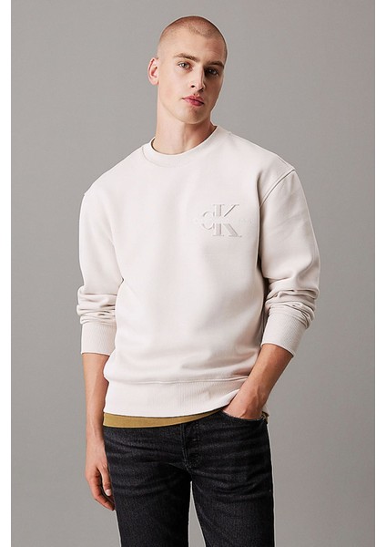 Erkek Ck Relaxed Monogram Sweatshirt - Gri