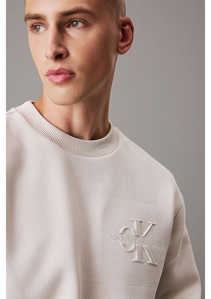 Erkek Ck Relaxed Monogram Sweatshirt - Gri