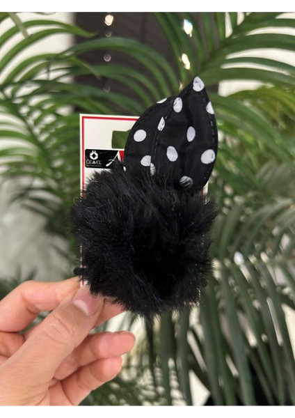 Ponpon Peluş Çocuk Tokası, Puantiyeli Lastik Toka 201 273