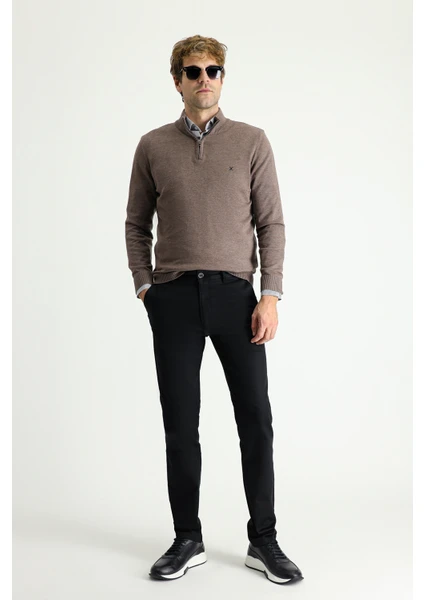 Regular Fit Likralı Kanvas / Chino Pantolon