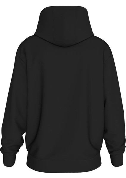 Erkek Logo Tape Kapüşonlu Sweatshirt - Siyah
