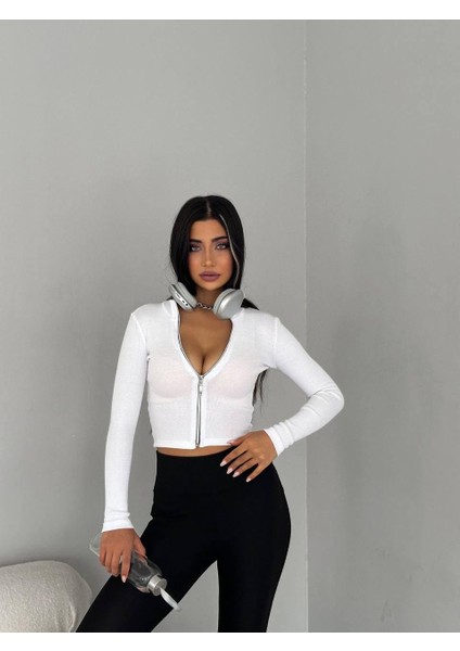 Kaşkorse Tam Fermuar Crop