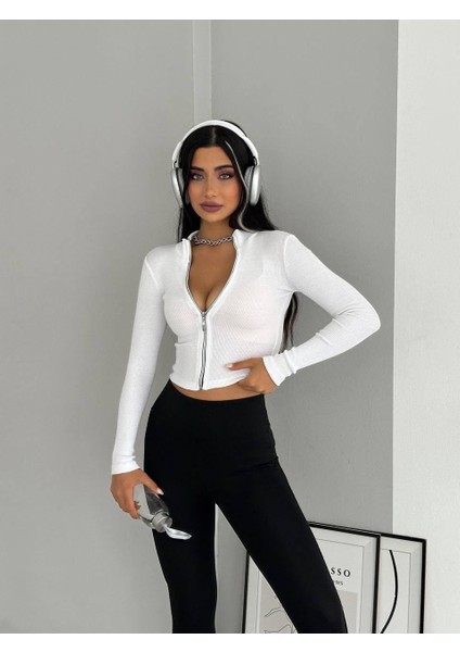 Kaşkorse Tam Fermuar Crop