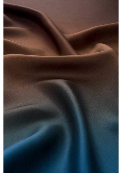 Kahverengi Petrol Mavi Degrade Twill Ipek Eşarp fiyatları