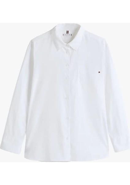 Kadın Oversize Poplin Gömlek - Beyaz