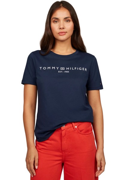 Kadın Logo Yazı T-Shirt - Lacivert