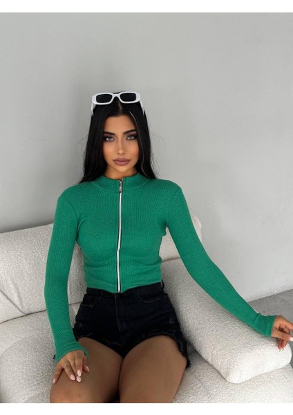Kaşkorse Tam Fermuar Crop modelleri