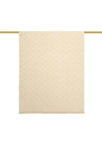 Krem Monogram Desen Jakarlı Ipek Şal modelleri