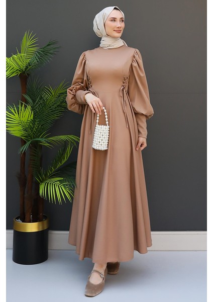 Ip Kuşaklı Elbise Sütlükahve
