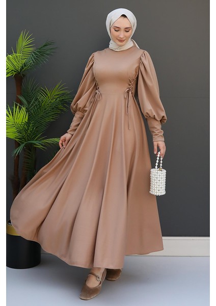 Ip Kuşaklı Elbise Sütlükahve fiyatları