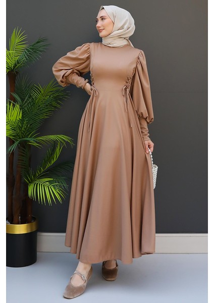 Ip Kuşaklı Elbise Sütlükahve modelleri