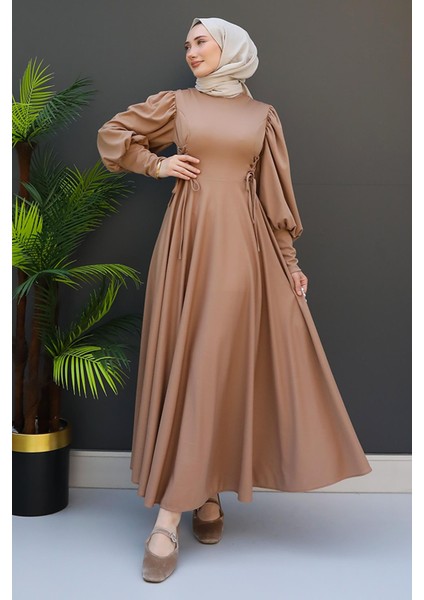 Ip Kuşaklı Elbise Sütlükahve fırsatları