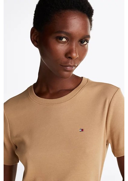 Kadın Slim Fit T-Shirt - Açık Kahverengi fırsatları