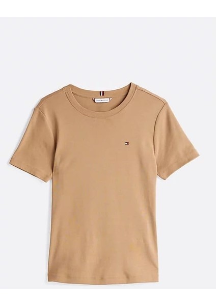 Kadın Slim Fit T-Shirt - Açık Kahverengi indirimleri