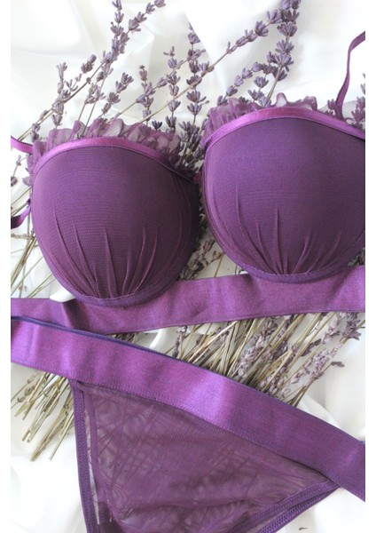 Midye Model Saten Şeritli Dolgulu Sütyen Külot Takımı - Bralet ve Külot Takımı fiyatları