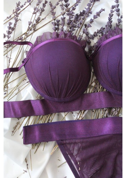 Midye Model Saten Şeritli Dolgulu Sütyen Külot Takımı - Bralet ve Külot Takımı modelleri