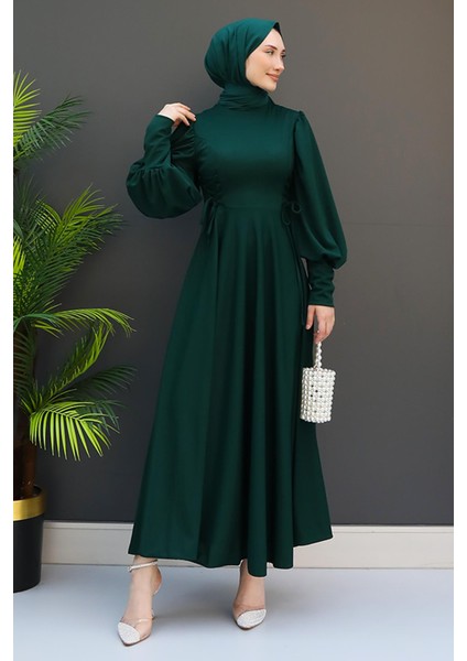 Ip Kuşaklı Elbise Zümrüt fiyatları