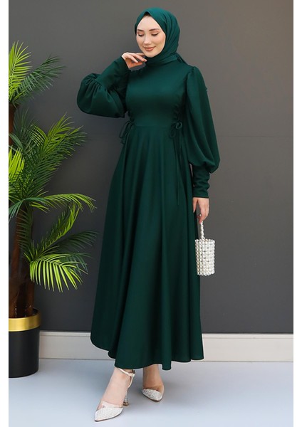 Ip Kuşaklı Elbise Zümrüt modelleri