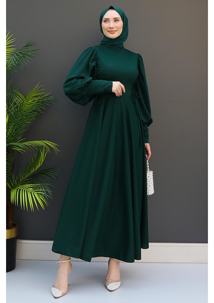 Ip Kuşaklı Elbise Zümrüt fırsatları