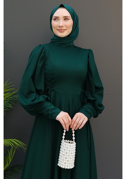 Ip Kuşaklı Elbise Zümrüt indirimleri