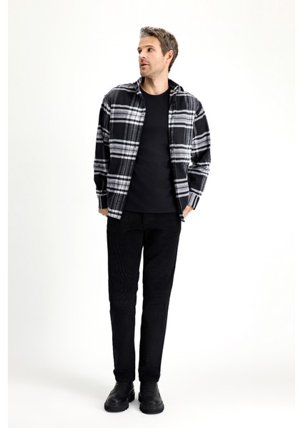 Uzun Kol Oversize Ekose Shacket Oduncu Pamuklu Gömlek / Mont