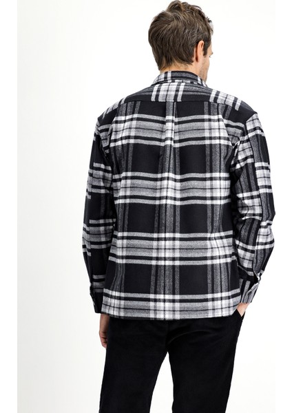 Uzun Kol Oversize Ekose Shacket Oduncu Pamuklu Gömlek / Mont