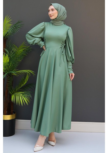 Ip Kuşaklı Elbise Mint