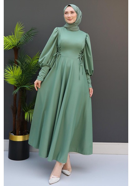 Ip Kuşaklı Elbise Mint modelleri