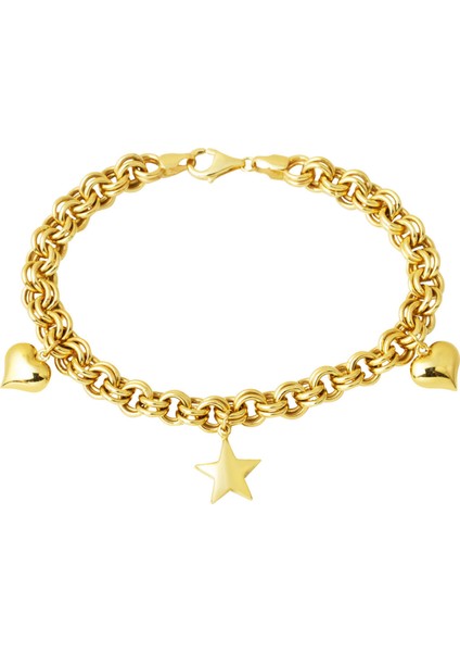 Pandora Charmlı 14 Ayar Sevgi Bilekliği