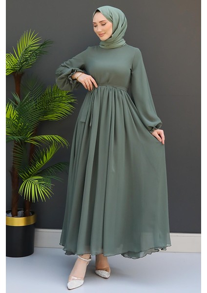 Nare Tesettür Şifon Elbise Gri fiyatları