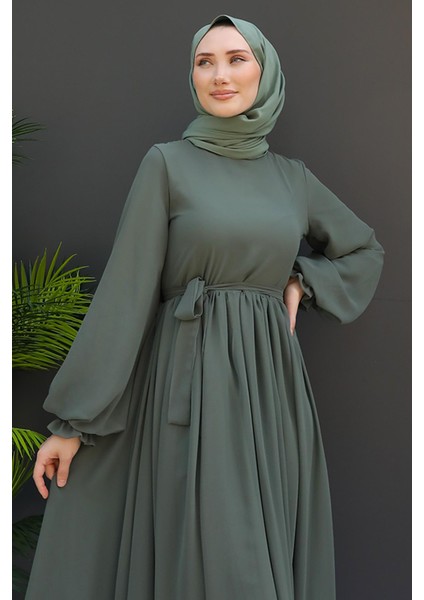 Nare Tesettür Şifon Elbise Gri indirimleri