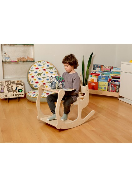 Montessori Tahterevalli | Ahşap Masa Sandalye Özellikli Salıncak | tekli Ahşap Tahterevalli