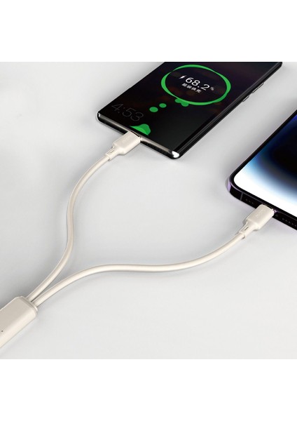 L7SE - 66W Süper Hızlı Şarj Kablosu 3'ü 1 Arada 1.2m Lightning, Micro USB ve Type-C ve Data