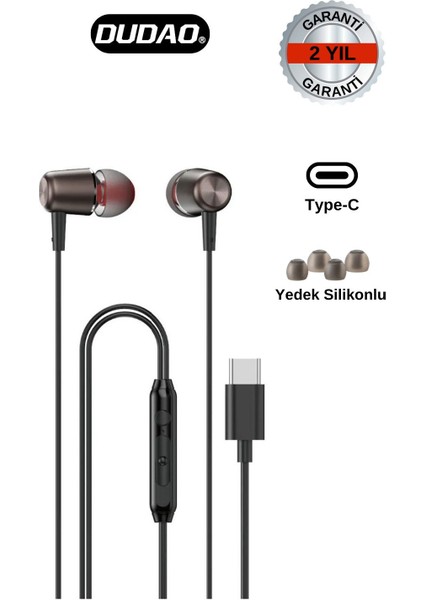 X1PROT Kulak Içi Kulaklık Type-C Girişli Silikonlu Siyah