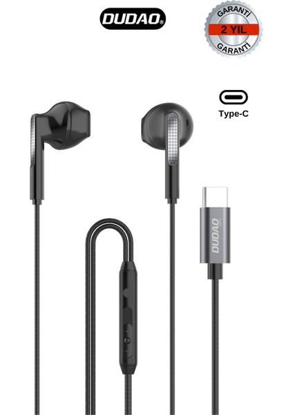 X3PRO - Kulak Içi Kablolu Kulaklık Type-C Girişli Mikrofonlu Siyah