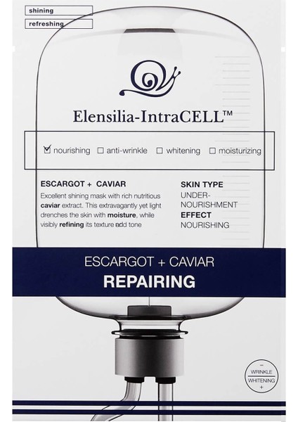 Escargot Havyar Onarıcı Nemlendirici Yaprak Maske Intracell Caviar Repairing Mask