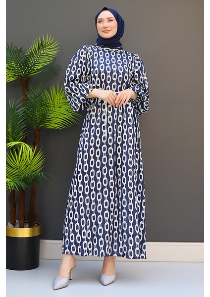 Zincir Model Elbise Lacivert