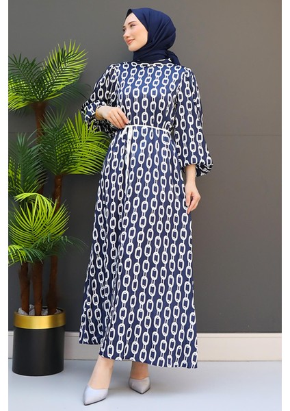 Zincir Model Elbise Lacivert modelleri