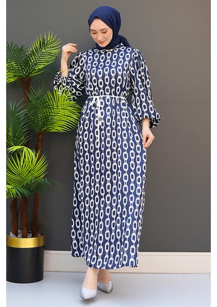 Zincir Model Elbise Lacivert fırsatları