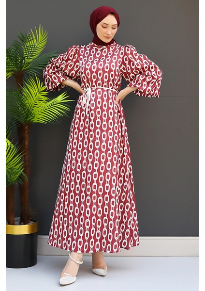 Zincir Model Elbise Bordo fiyatları
