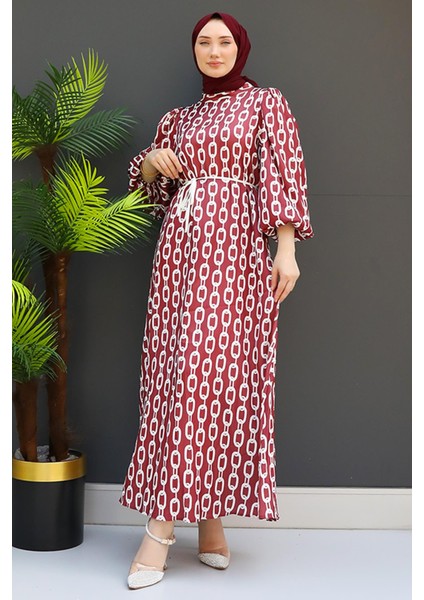 Zincir Model Elbise Bordo modelleri