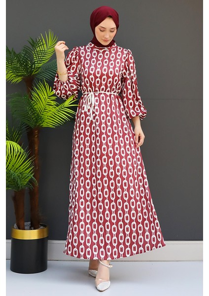 Zincir Model Elbise Bordo fırsatları