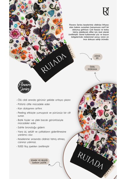 Flowers Series +50 Factor %100 Floş ipek İnce Banyo Duş Kesesi Peeling Eldiveni (BUTTERFLY) modelleri